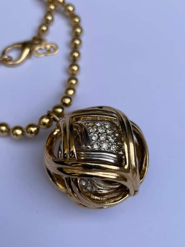 christian dior necklace cd logo double sphere gold ball chain