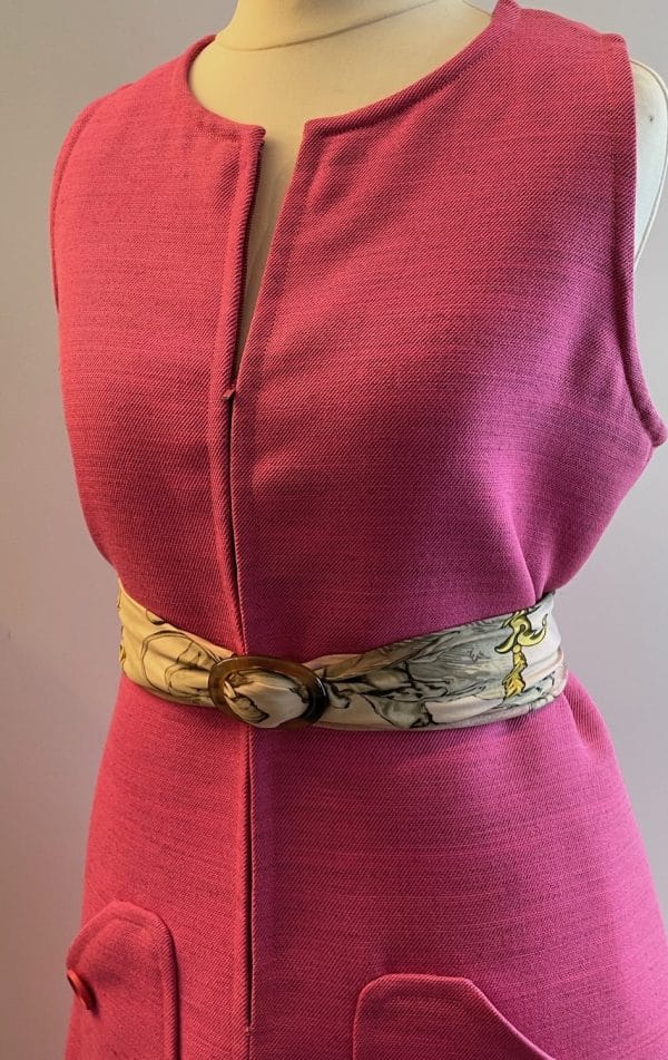 givenchy paris vintage hot pink 60s 70s sleeveless asymmetric dress