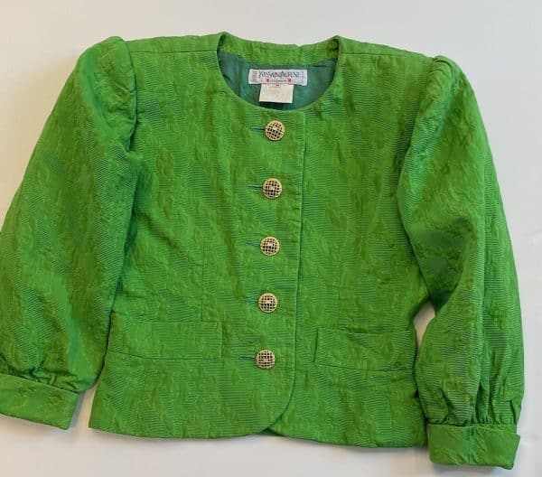 yves saint laurent vintage green damask jacket archives collection 1989