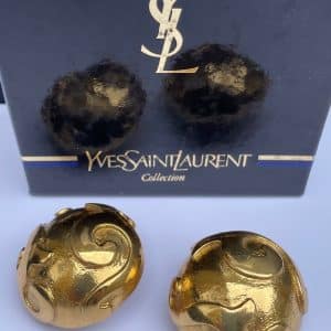 yves saint laurent ysl by robert goossens earrings gold dome c.1980