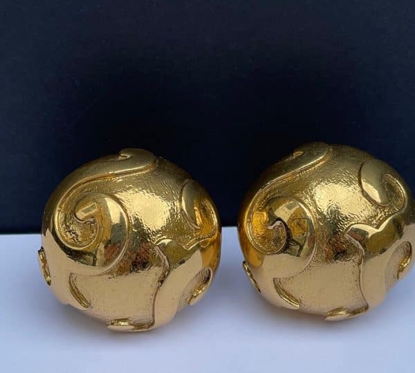yves saint laurent ysl by robert goossens earrings gold dome c.1980