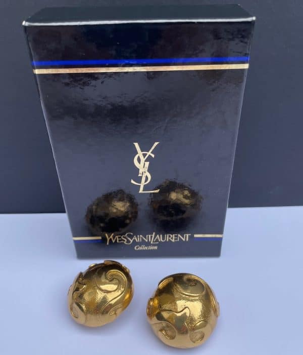 yves saint laurent ysl by robert goossens earrings gold dome c.1980