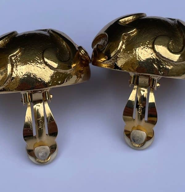 yves saint laurent ysl by robert goossens earrings gold dome c.1980