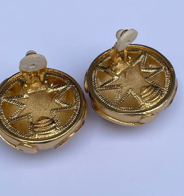 yves saint laurent ysl by robert goossens earrings gold dome c.1980