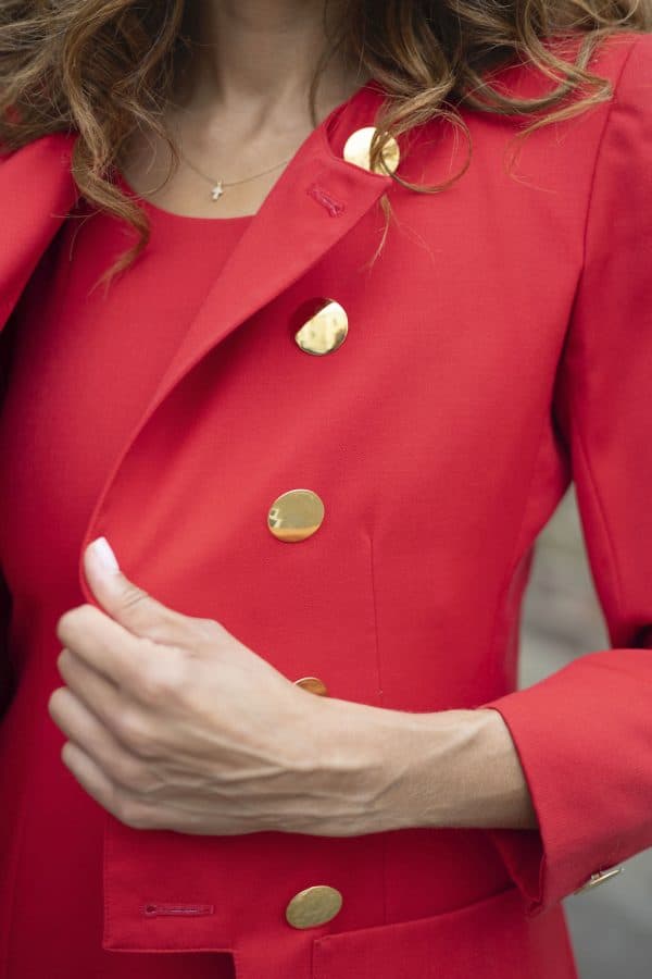 yves saint laurent vintage blazer dress suit red variation c.1994