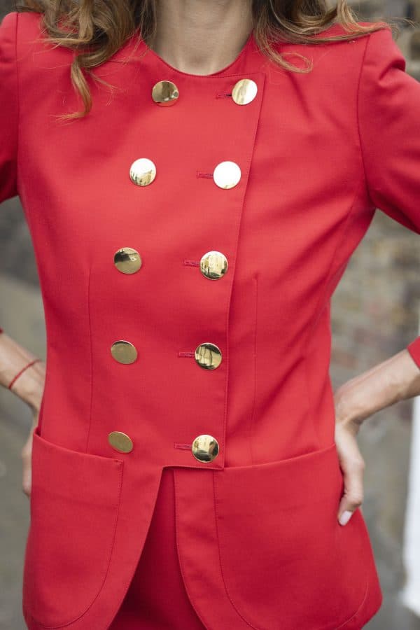 yves saint laurent vintage blazer dress suit red variation c.1994