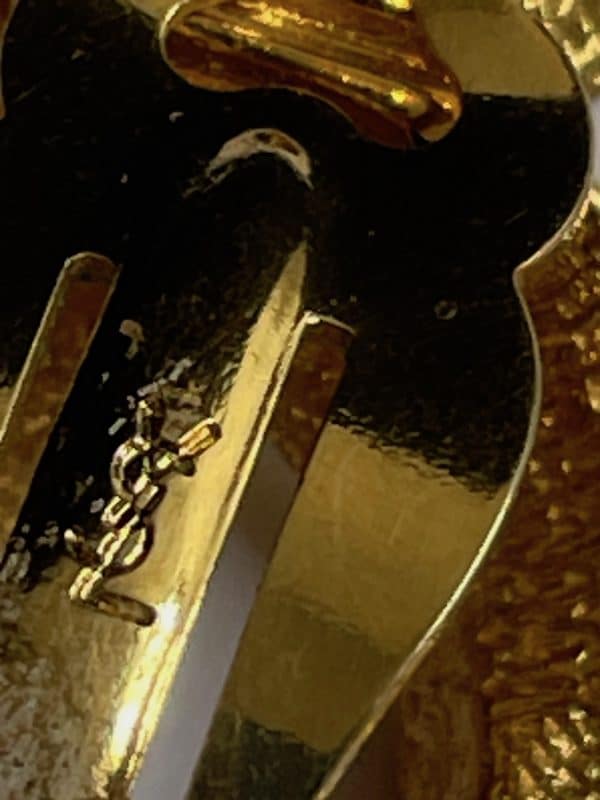 yves saint laurent ysl vintage gold & pearl drop dangling earrings c.1980s