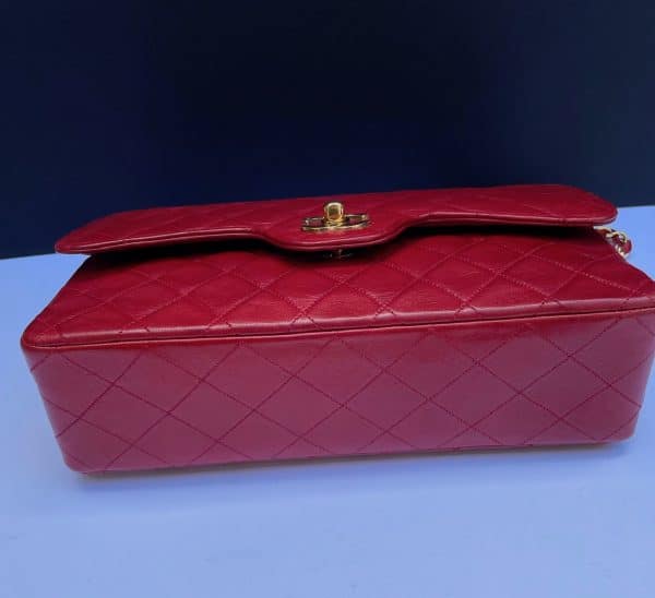 chanel vintage timeless classic red quilted double flap leather shoulder bag 1985 w/box