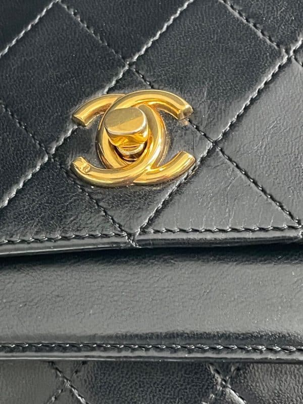 chanel vintage timeless quilted double flap leather shoulder black bag c.1980s w/box