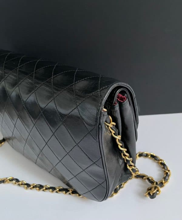 chanel vintage timeless quilted double flap leather shoulder black bag c.1980s w/box