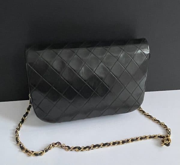 chanel vintage timeless quilted double flap leather shoulder black bag c.1980s w/box