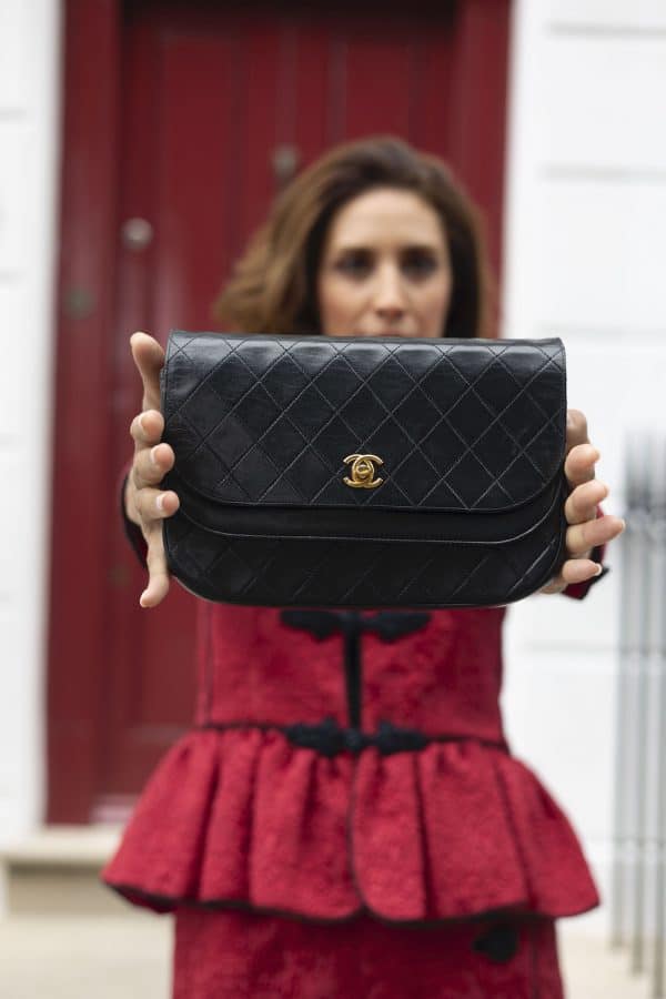 chanel vintage timeless quilted double flap leather shoulder black bag c.1980s w/box