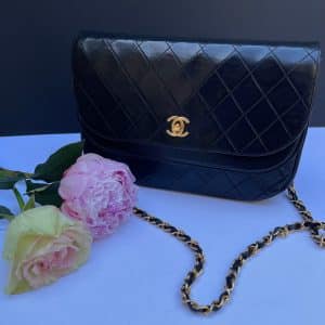 chanel vintage timeless quilted double flap leather shoulder black bag c.1980s w/box