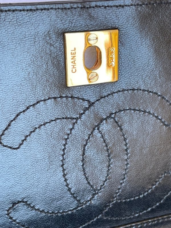 chanel vintage timeless quilted double flap leather shoulder black bag c.1980s w/box