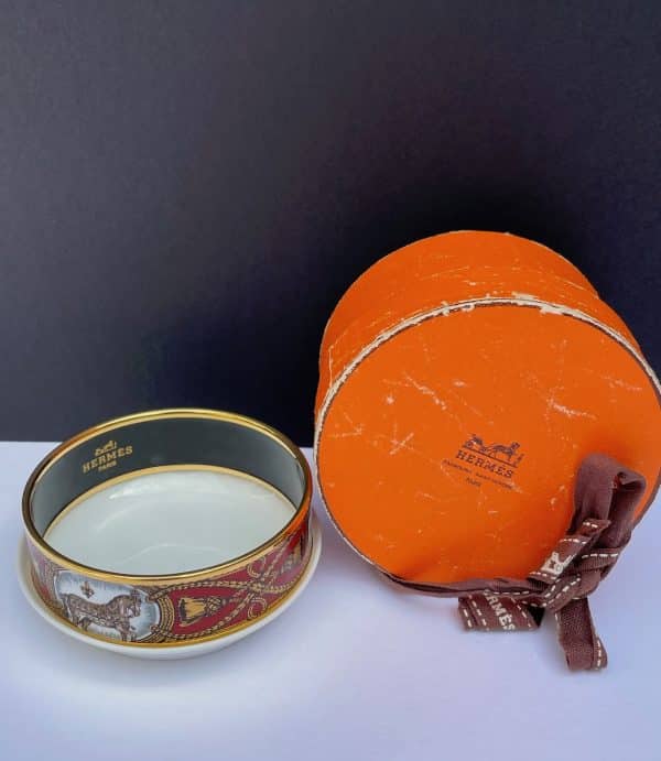 hermÈs 1970s large bracelet multi "grand apparat" horse prints 18k gold plated vintage w/box