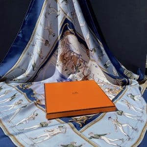 hermÈs vintage silk scarf les plaisirs du froid by hugo grygkar 1955 w/box