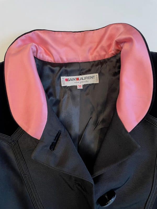 saint laurent rive gauche vintage black pink cubist jacket fall winter 1988