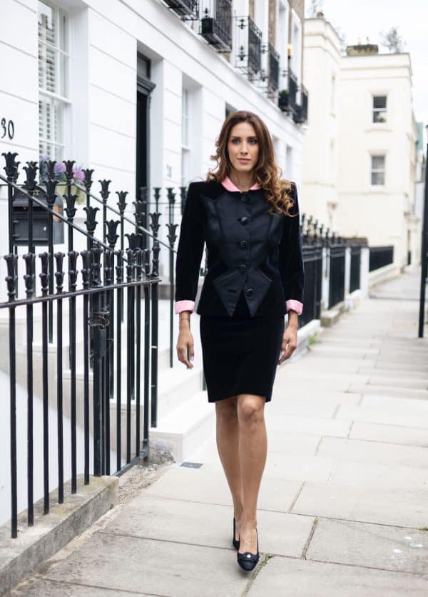 saint laurent rive gauche vintage black pink cubist jacket fall winter 1988