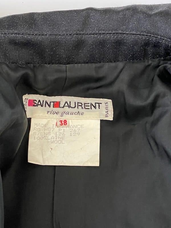 saint laurent rive gauche vintage black suit jacket & skirt 1987