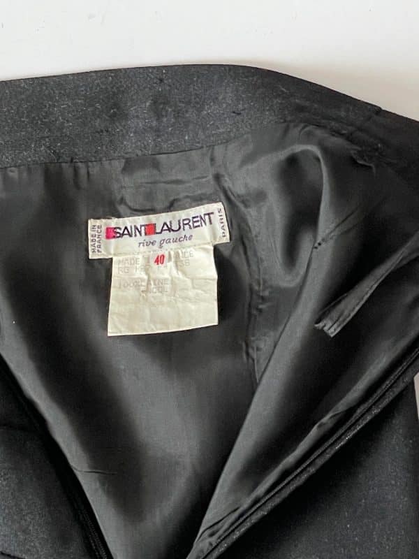saint laurent rive gauche vintage black suit jacket & skirt 1987