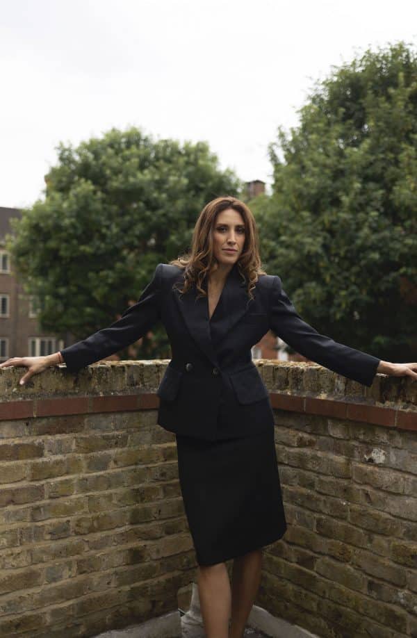 saint laurent rive gauche vintage black suit jacket & skirt 1987