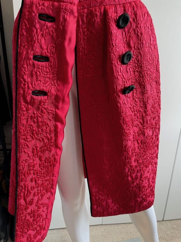 yves saint laurent brocade jacket skirt red suit "les chinoises" collection 1990