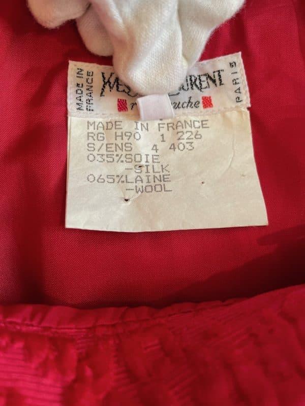 yves saint laurent brocade jacket skirt red suit "les chinoises" collection 1990