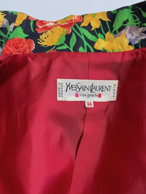 yves saint laurent rive gauche summer 1992 floral fitted jewel buttons jacket vintage