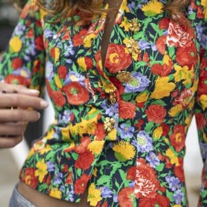 yves saint laurent rive gauche summer 1992 floral fitted jewel buttons jacket vintage