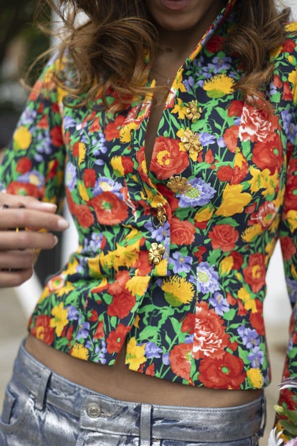 yves saint laurent rive gauche summer 1992 floral fitted jewel buttons jacket vintage