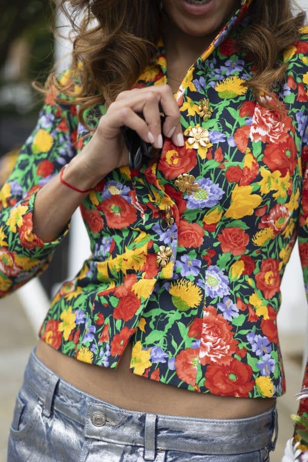 yves saint laurent rive gauche summer 1992 floral fitted jewel buttons jacket vintage