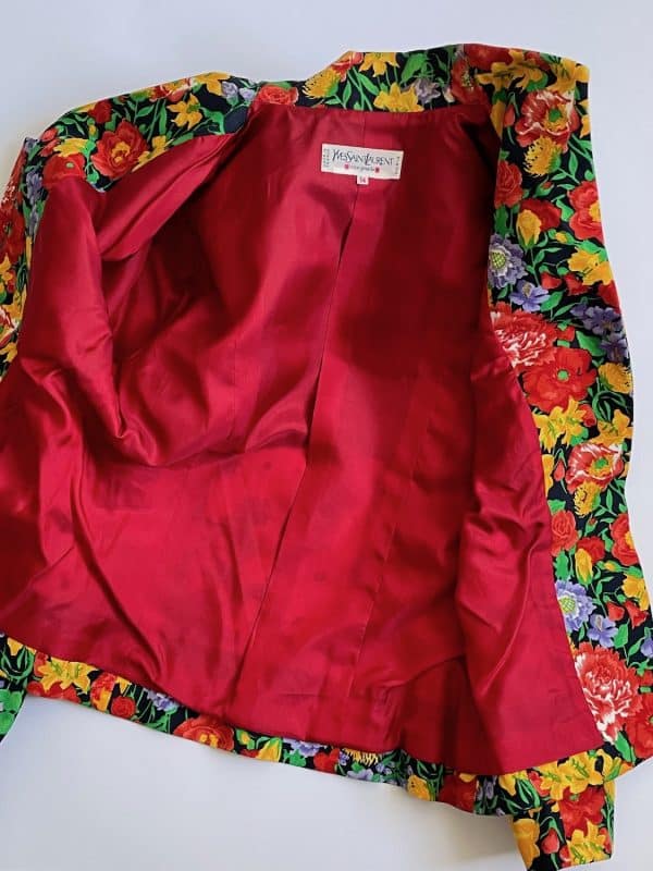 yves saint laurent rive gauche summer 1992 floral fitted jewel buttons jacket vintage