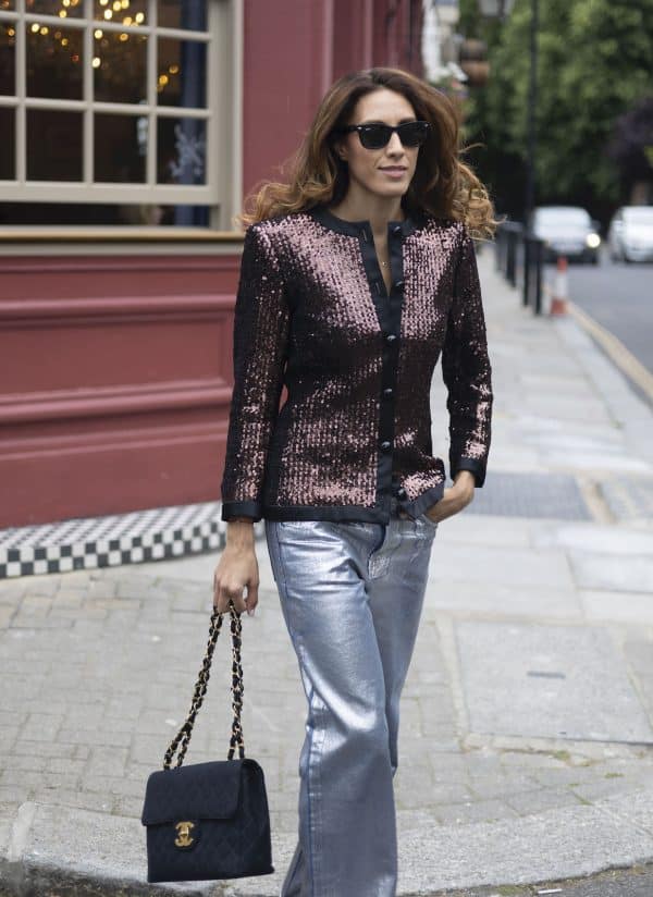 yves saint laurent rive gauche vintage sequins copper jacket blazer c.1980s