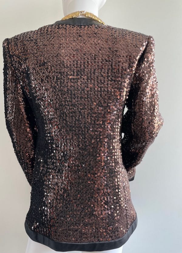 yves saint laurent rive gauche vintage sequins copper jacket blazer c.1980s