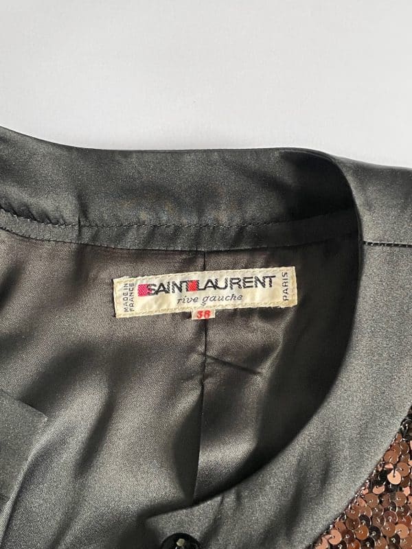 yves saint laurent rive gauche vintage sequins copper jacket blazer c.1980s