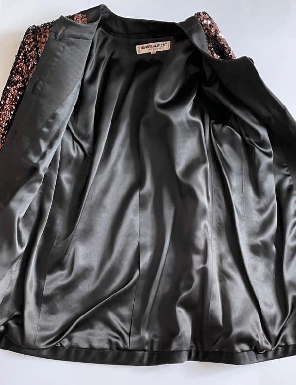 yves saint laurent rive gauche vintage sequins copper jacket blazer c.1980s