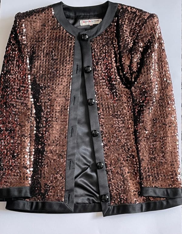 yves saint laurent rive gauche vintage sequins copper jacket blazer c.1980s