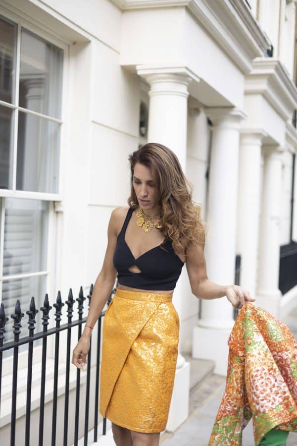 yves saint laurent silk brocade lamé jacket floral skirt suit runway 1989