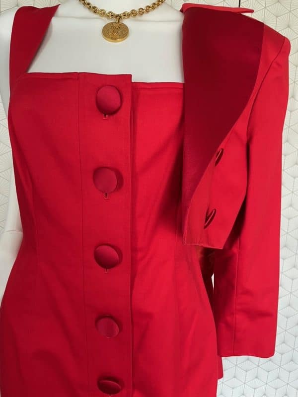 yves saint laurent variation vintage spencer red jacket dress day suit 1980s