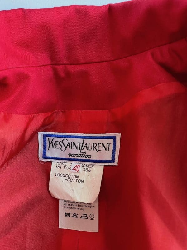 yves saint laurent variation vintage spencer red jacket dress day suit 1980s
