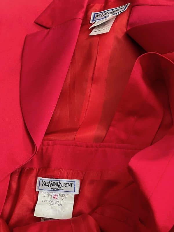 yves saint laurent variation vintage spencer red jacket dress day suit 1980s