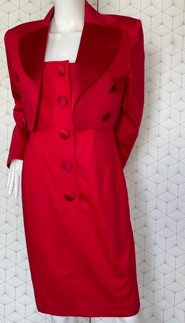 yves saint laurent variation vintage spencer red jacket dress day suit 1980s