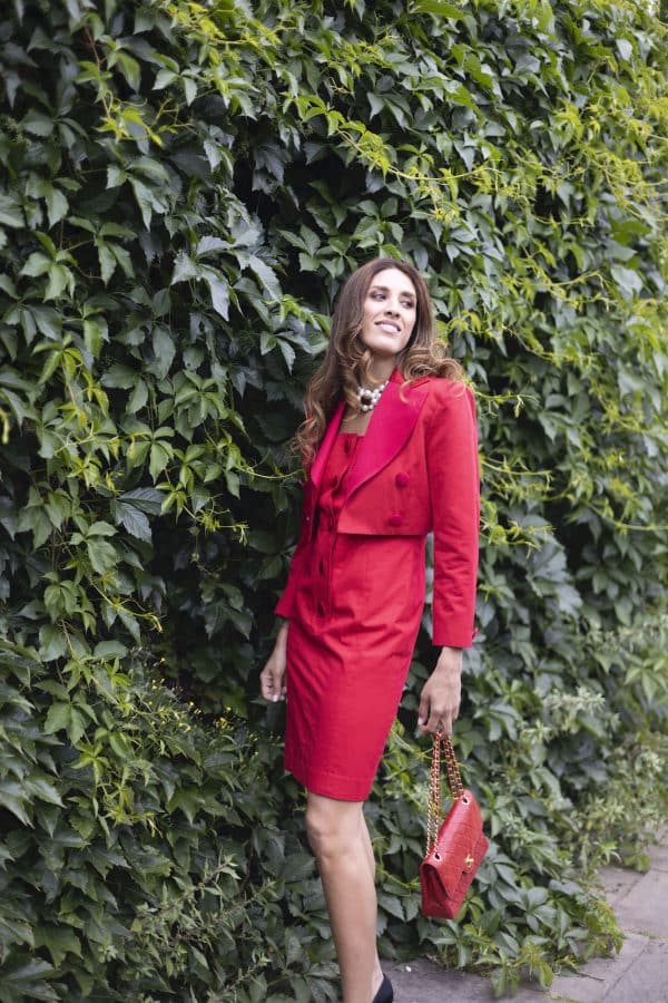 yves saint laurent variation vintage spencer red jacket dress day suit 1990