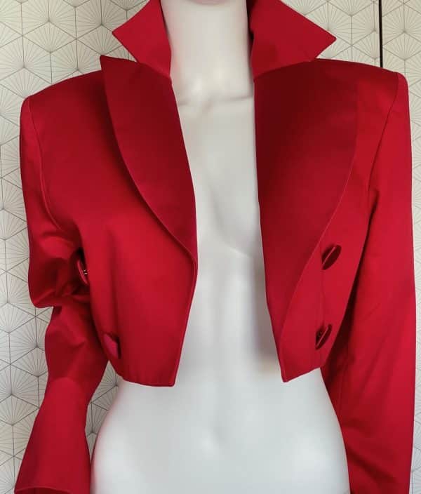 yves saint laurent variation vintage spencer red jacket dress day suit 1980s