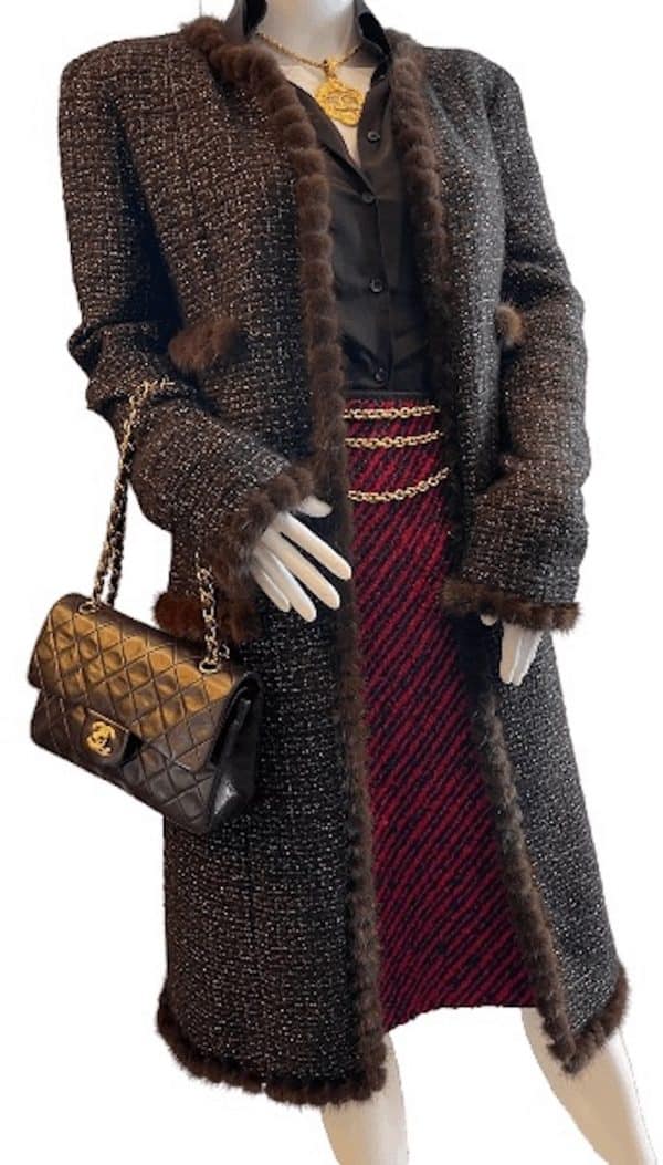 chanel coat iridescent tweed brown, black, gold & silver autumn 2003