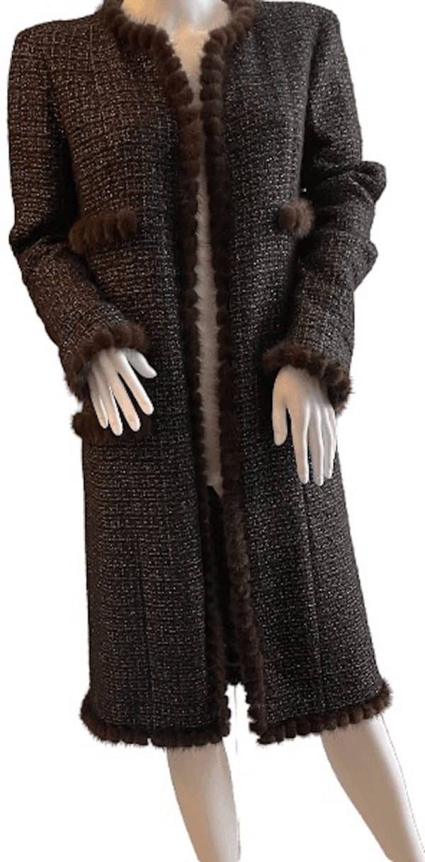 chanel coat iridescent tweed brown, black, gold & silver autumn 2003