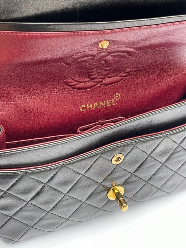 chanel vintage 2.55 black double flap small classic handbag lambskin circa 1994