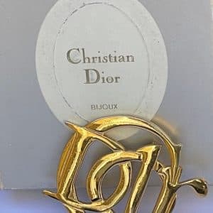 christian dior vintage dior cd logo gold brooch c.1980s