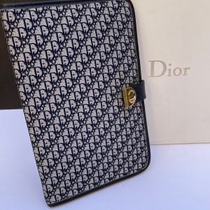 christian dior vintage purse wallet cd logo monogram blue c.1980s