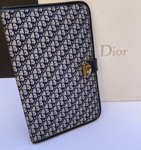 christian dior vintage purse wallet cd logo monogram blue c.1980s